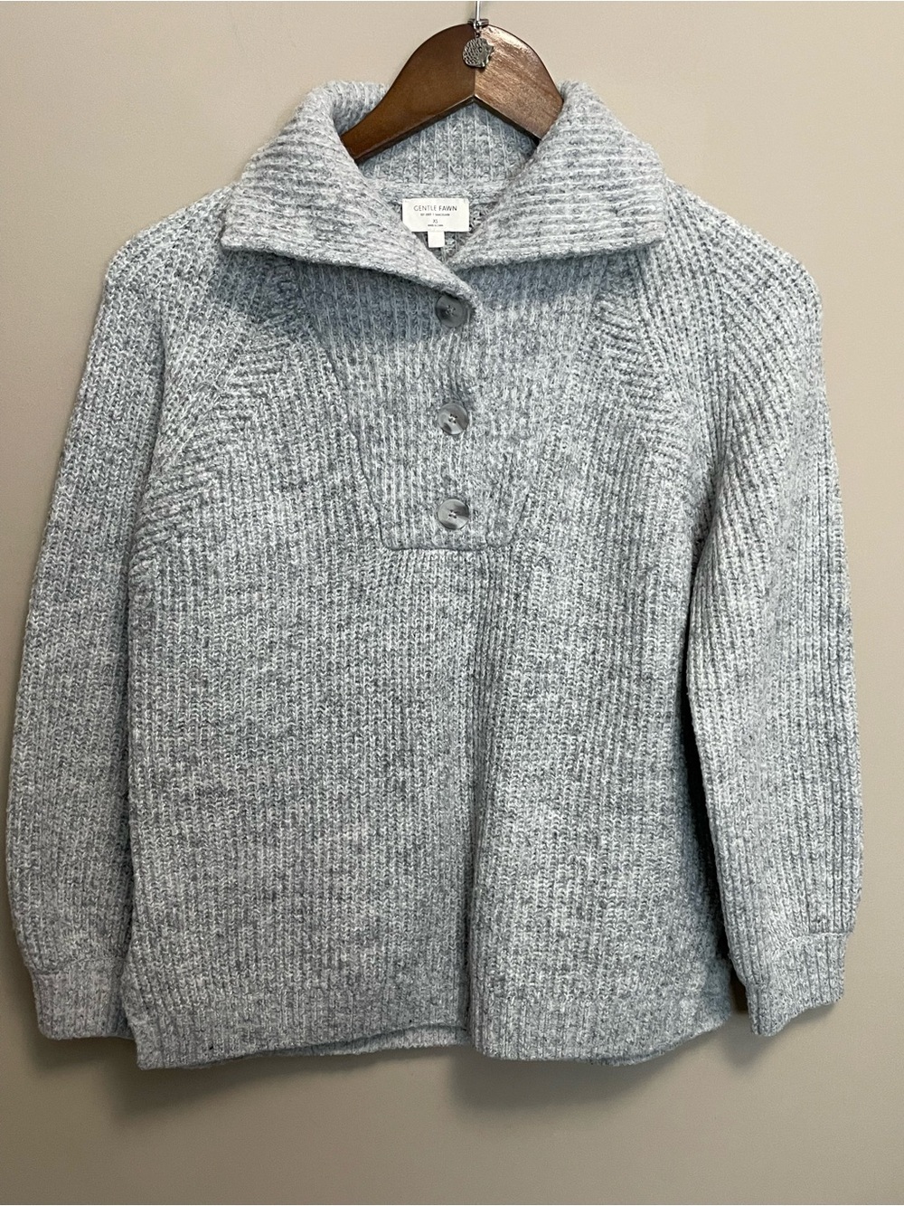 Gentle Fawn Heather Gray Ribbed Button Pullover Women’s XS